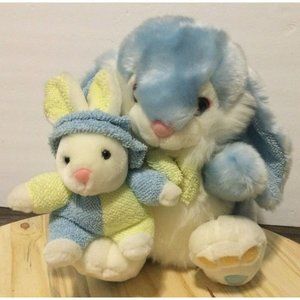 Rabbit Plush Blue Easter Bunny 14” Terri Cloth Lined Ears